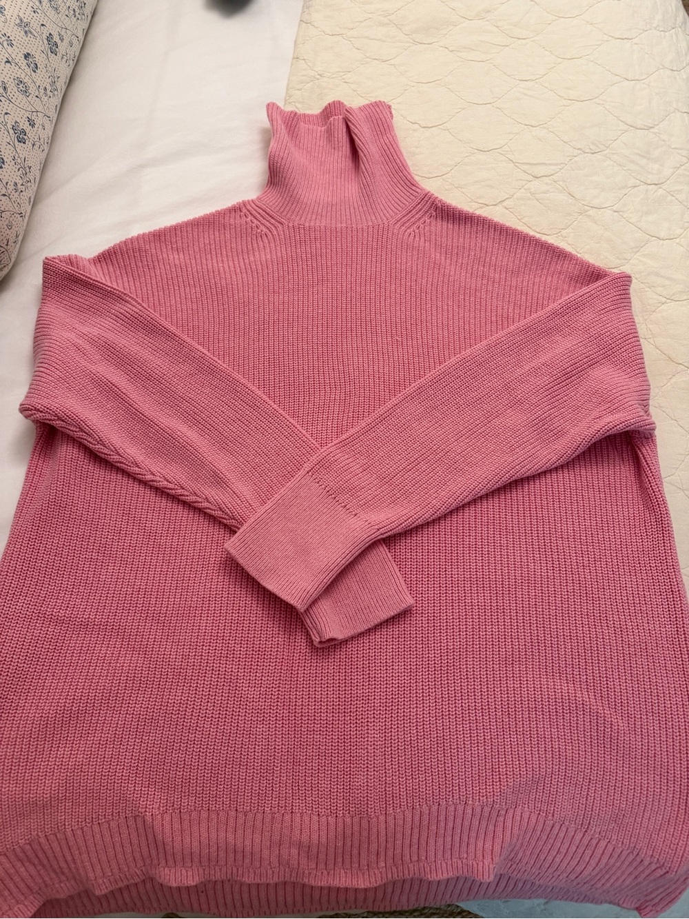 J. Crew oversized Women’s Pink Turtleneck Rib-Knit Sweater